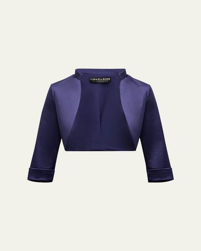 3/4-Sleeve Satin Bolero Shrug
